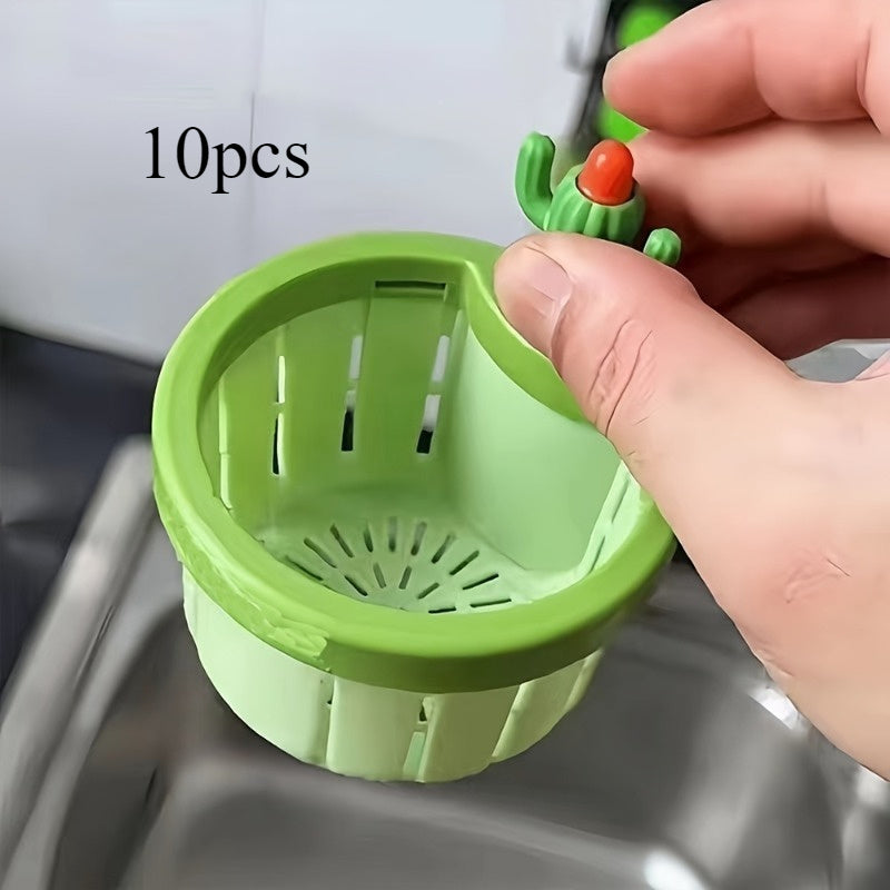 10pcs\u002F2pcs Cactus-Shaped Kitchen Sink Strainer - Creative Drain Basket for Residue, Anti-Clog & Odor Prevention, Decorative Kitchen Sink Accessory