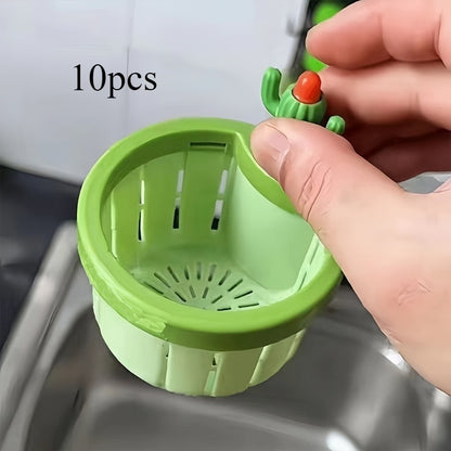 10pcs\u002F2pcs Cactus-Shaped Kitchen Sink Strainer - Creative Drain Basket for Residue, Anti-Clog & Odor Prevention, Decorative Kitchen Sink Accessory