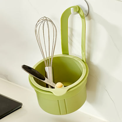 One-button self-cleaning suspended sink filter basket-automatic food waste drainage design, durable plastic kitchen sink storage screen, convenient suspension, efficient separation of food residues and anti-clogging,, strong hanging ring,