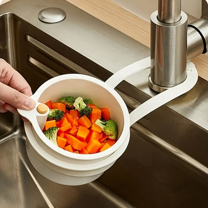 One-button self-cleaning suspended sink filter basket-automatic food waste drainage design, durable plastic kitchen sink storage screen, convenient suspension, efficient separation of food residues and anti-clogging,, strong hanging ring,