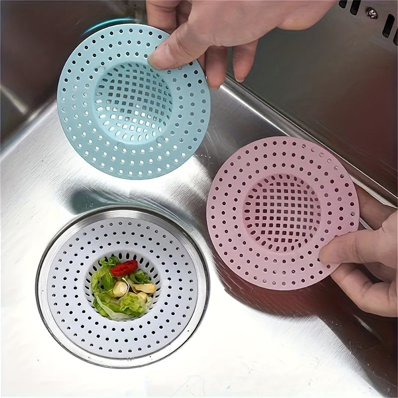 3pcs Kitchen & Bathroom Sink Drain Strainers - Anti-Clog, Anti-Insect Mesh Filters in Light Blue, Pink & White, Multi-Hole Design for Efficient Drainage, Prevents Food Waste Clogs