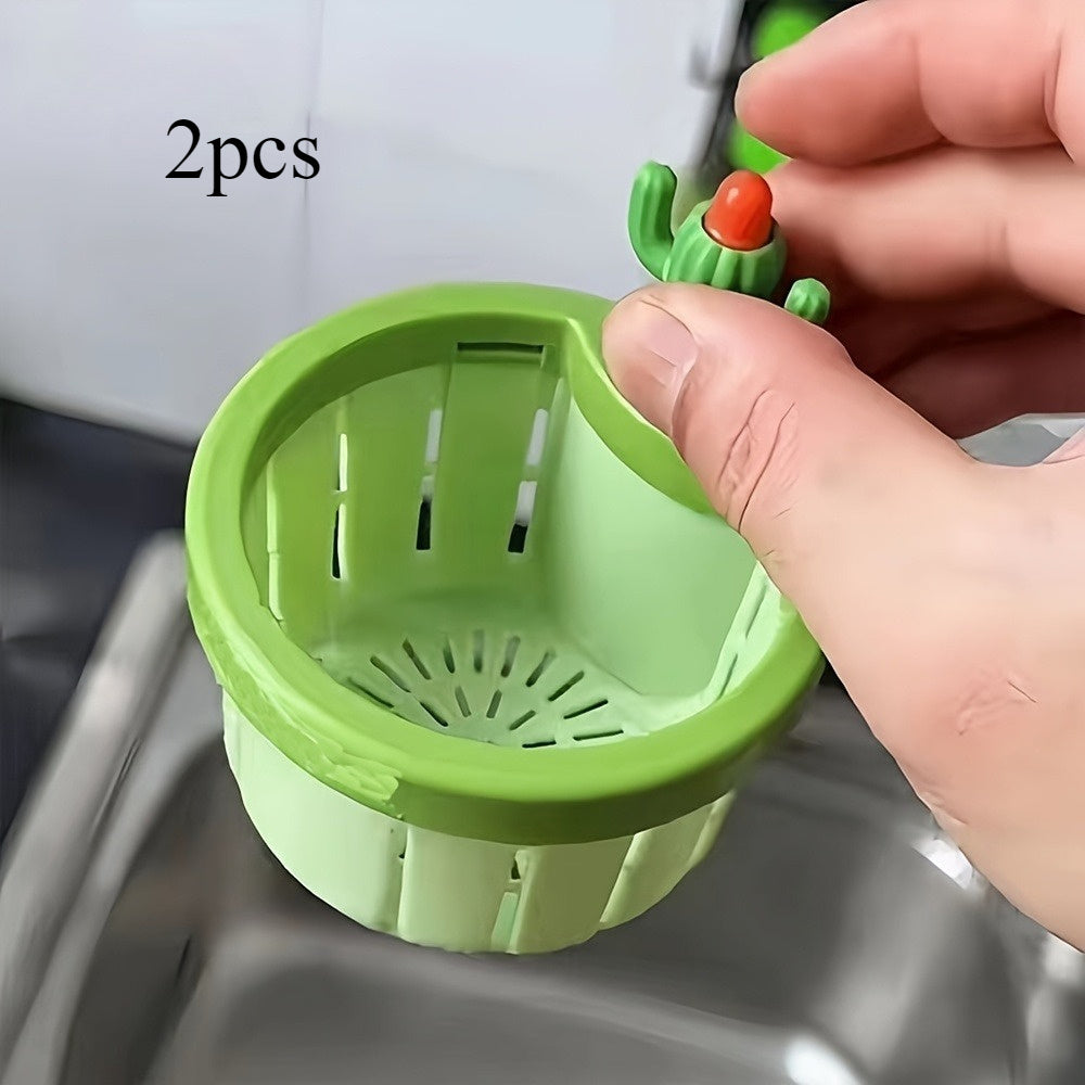 10pcs\u002F2pcs Cactus-Shaped Kitchen Sink Strainer - Creative Drain Basket for Residue, Anti-Clog & Odor Prevention, Decorative Kitchen Sink Accessory